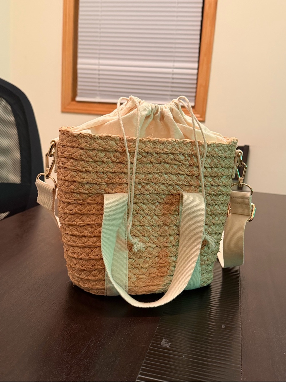 NWT J.Crew Factory Raffia Straw Mini Tote Bag Summer Beach Handle and Strap - Picture 7 of 14